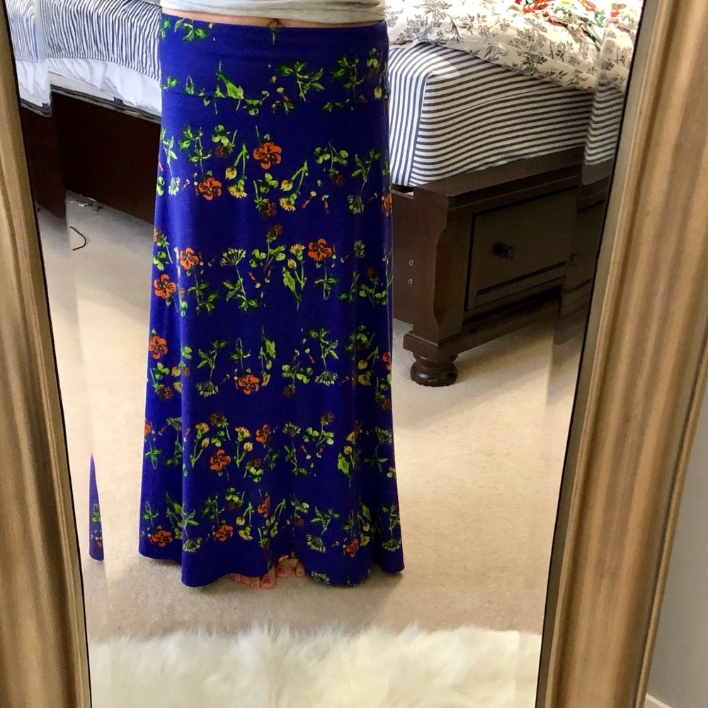 LuLaRoe Deep Purple Floral Maxi Skirt - Picture 6 of 7